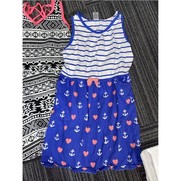 Girls Size 10-12 Clothing Bundle – 5-Piece Lot Dresses Swimsuit Tee Shorts – Hea - Picture 3 of 12